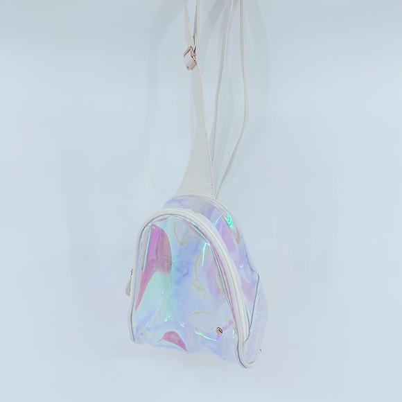 Mini Sling See Through Backpack- Iridescent - Picture 2 of 11